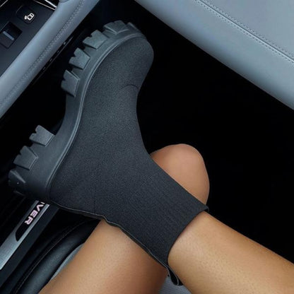 Women Sock Thick-Soled Knitted Short Boots