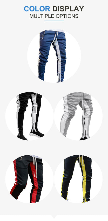 Men Drawstring Side Stripe Skinny Jogger Pant
