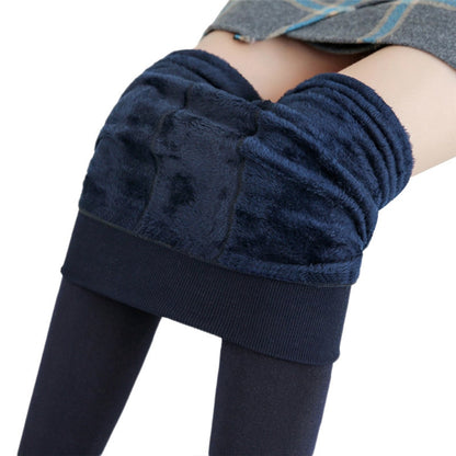 Women Warm Leggins Solid Color Velvet High Waist Stretchy Leggings