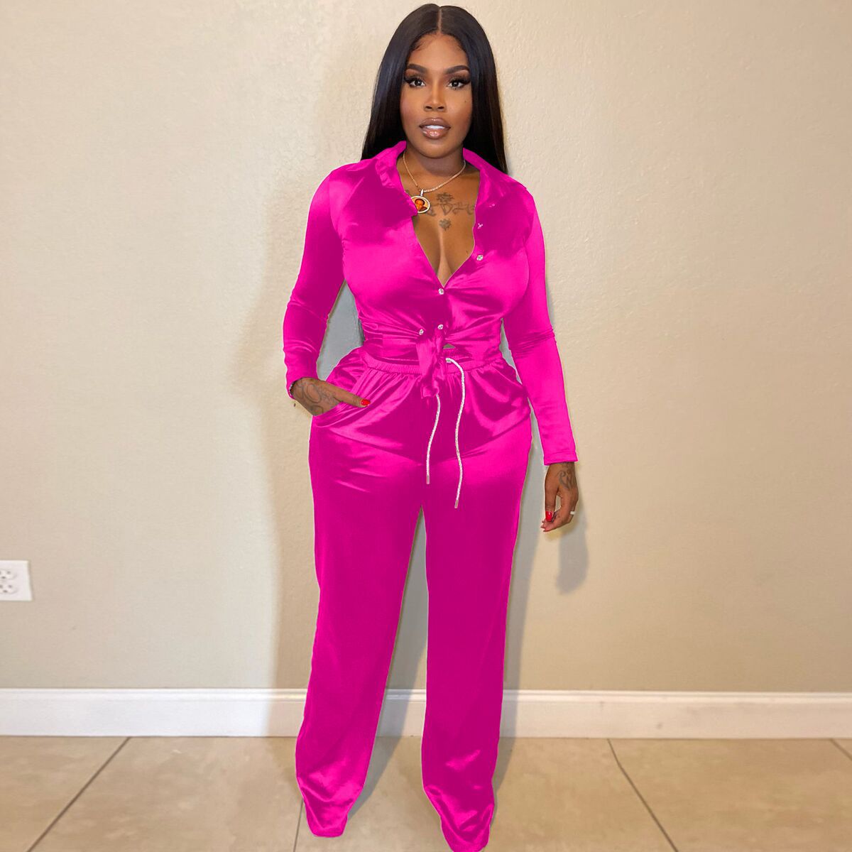 SilkFlex Satin Pant Set