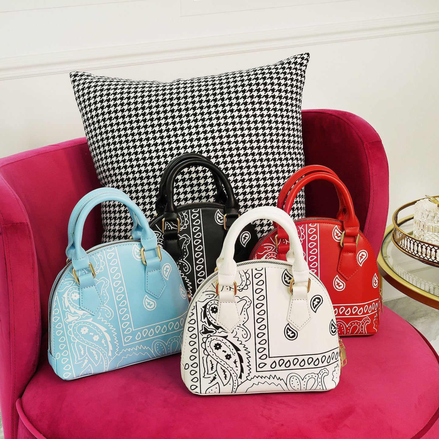 Women Printed Sandals With Handbag Set