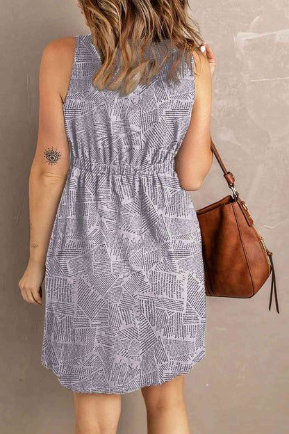Printed Flora Sleeveless Dress with Pockets