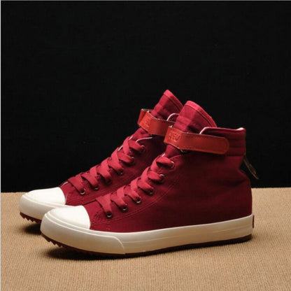 Men Light Breathable Canvas Casual High Top Solid Color Sneakers