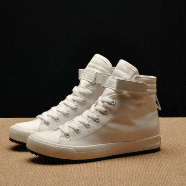 Men Light Breathable Canvas Casual High Top Solid Color Sneakers