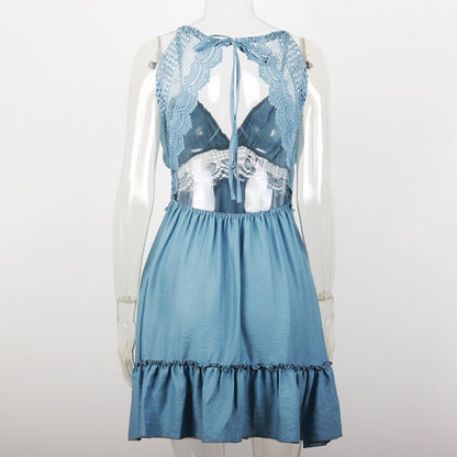 Women Casual Sleeveless V-Neck Boho Floral Dress