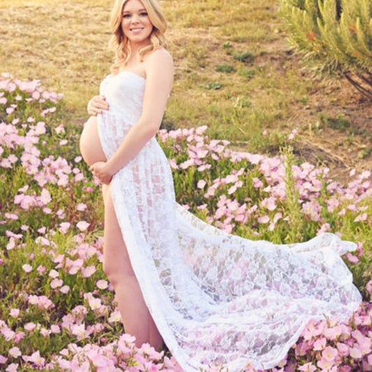 Women Maternity Lace Maxi Maternity Gown