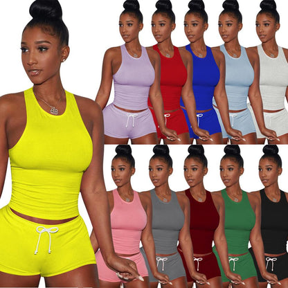 Women Crop Top & Shorts Two Piece Set