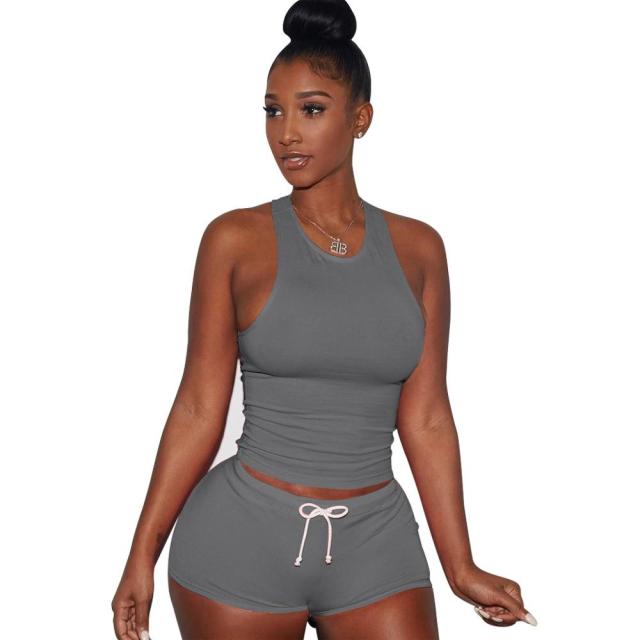 Women Crop Top & Shorts Two Piece Set