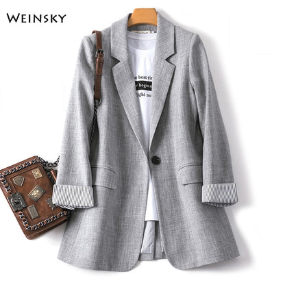 Women Fashion Business Work Office Long Sleeve Casual Blazer S-4XL