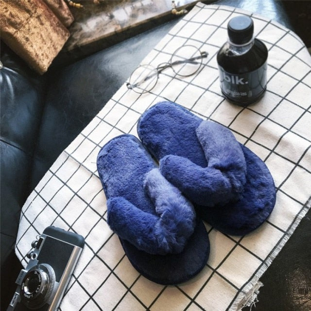 Women Home Faux Fur Warm Slippers