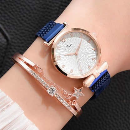 Luxury Women Quartz Magnetic Pink Dial Wrist Watch