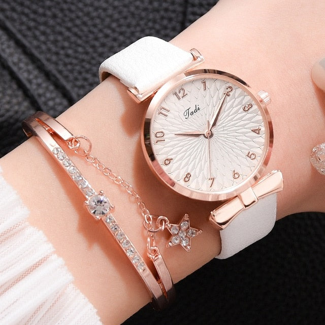 Luxury Women Quartz Magnetic Pink Dial Wrist Watch