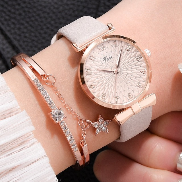 Luxury Women Quartz Magnetic Pink Dial Wrist Watch