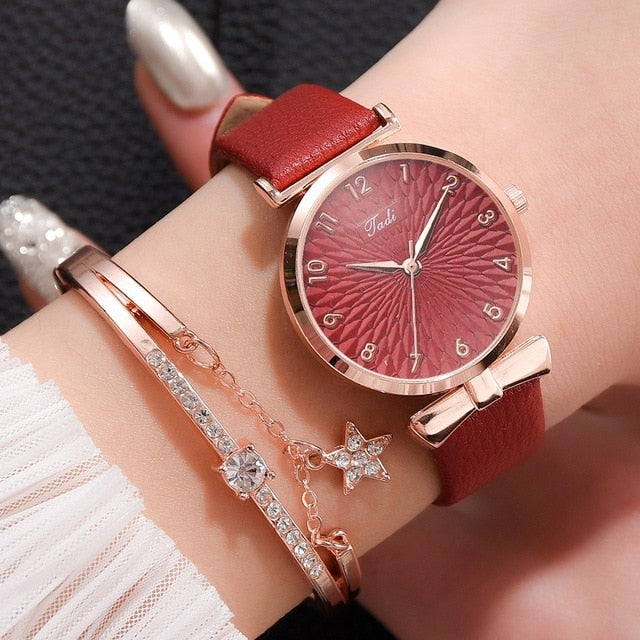 Luxury Women Quartz Magnetic Pink Dial Wrist Watch