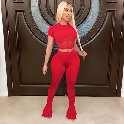 Women Summer Crop Top & Pant Sets