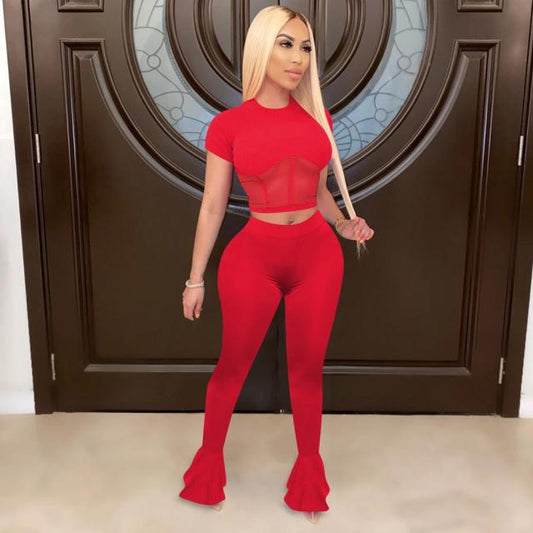 Women Summer Crop Top & Pant Sets