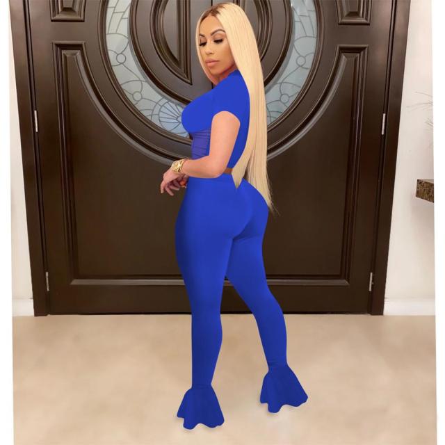 Women Summer Crop Top & Pant Sets