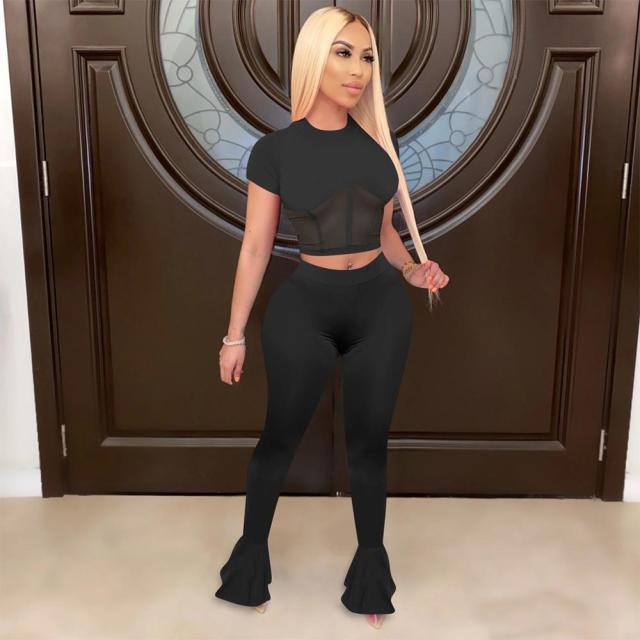 Women Summer Crop Top & Pant Sets