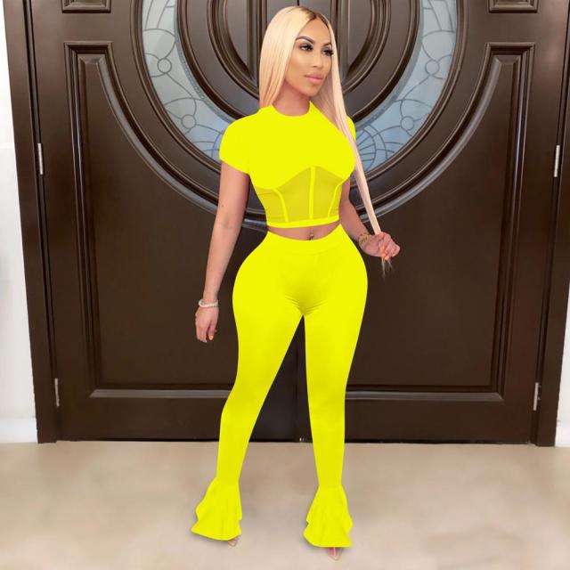 Women Summer Crop Top & Pant Sets