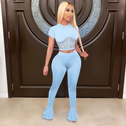 Women Summer Crop Top & Pant Sets