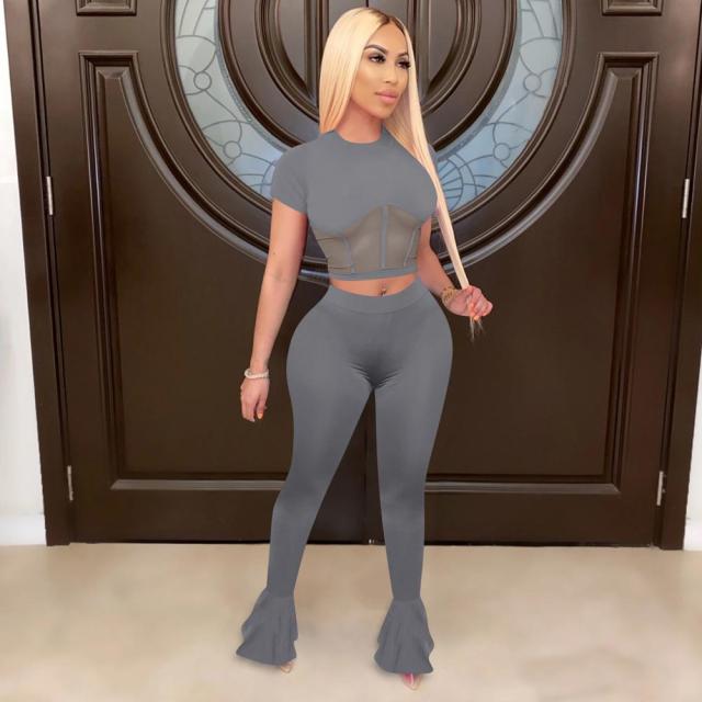 Women Summer Crop Top & Pant Sets