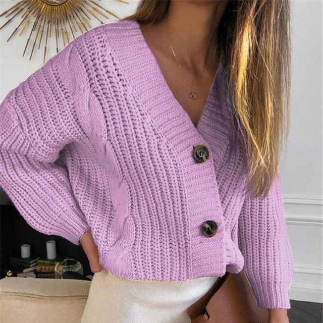Women Short Cardigan Knitted Sweater