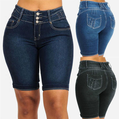 New Women Denim Skinny High Waist Stretch Bodycon Jean Capris