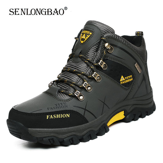 Men Waterproof Leather Hiking Boots