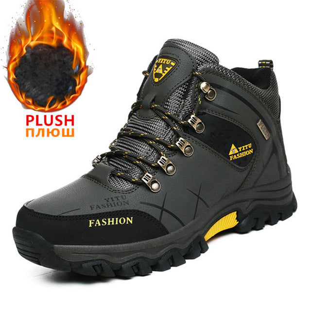 Men Waterproof Leather Hiking Boots