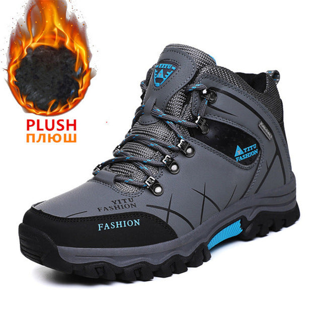 Men Waterproof Leather Hiking Boots
