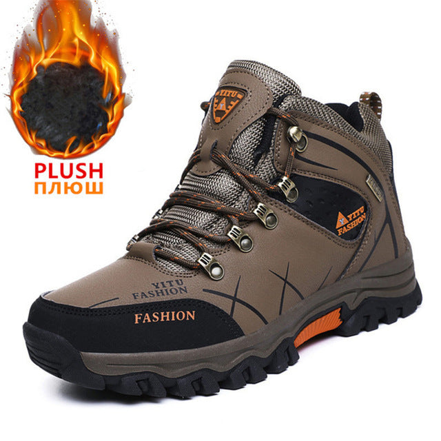 Men Waterproof Leather Hiking Boots
