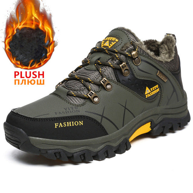 Men Waterproof Leather Hiking Boots