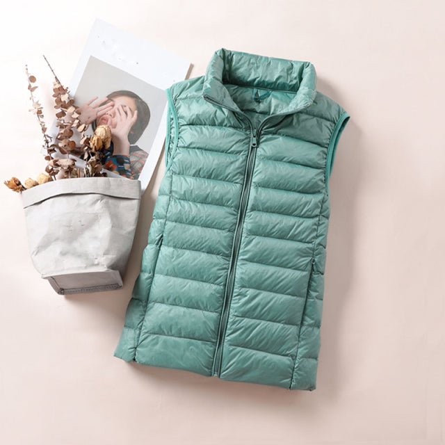 Women Sleeveless Ultra Light Slim Windproof Warm Vest