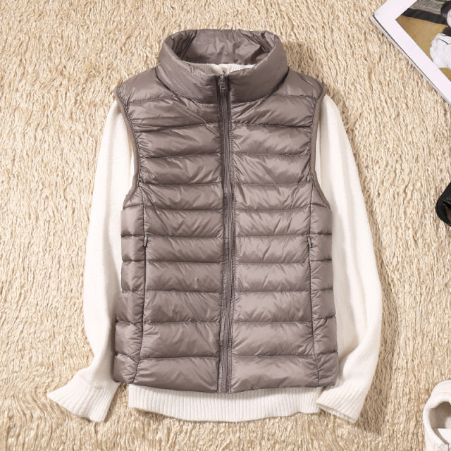 Women Sleeveless Ultra Light Slim Windproof Warm Vest