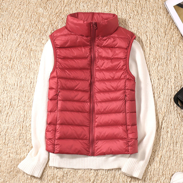 Women Sleeveless Ultra Light Slim Windproof Warm Vest