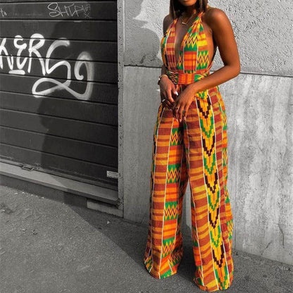 Women Sexy Boho African Jumpsuits Ankara Style DIY Bandage Rompers