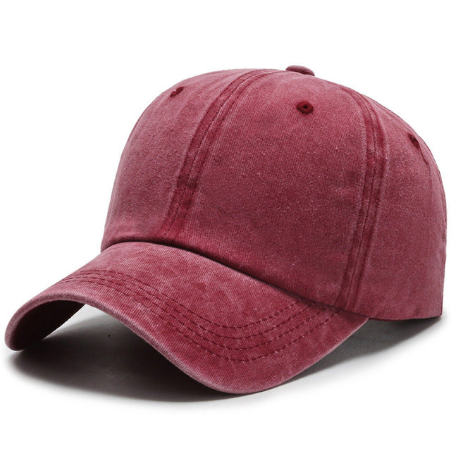Women Men Washed Cotton Baseball Casual Snapback Cap