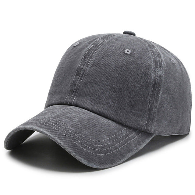 Women Men Washed Cotton Baseball Casual Snapback Cap