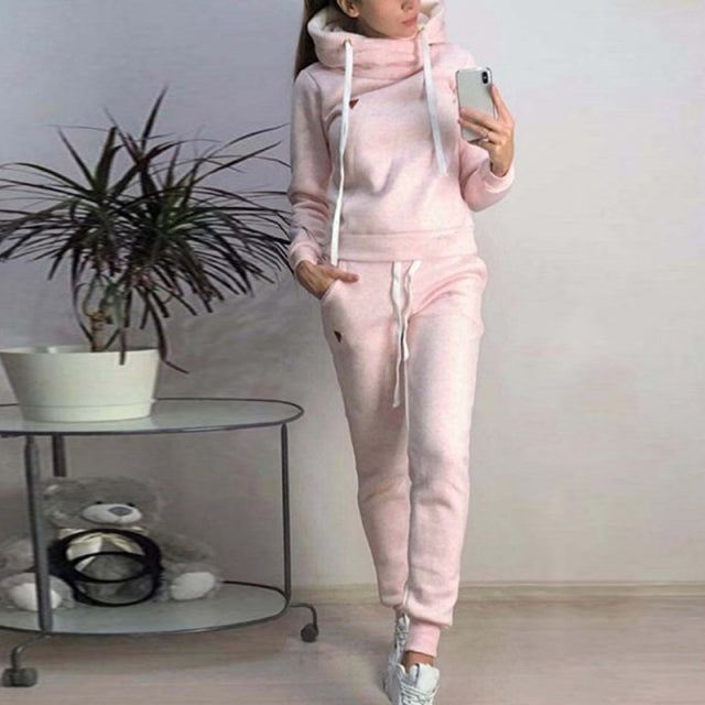2 Piece Women Fleece Pullover Sweatshirts Jogger Set S-3XL