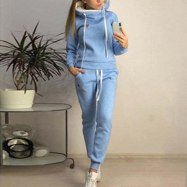 2 Piece Women Fleece Pullover Sweatshirts Jogger Set S-3XL