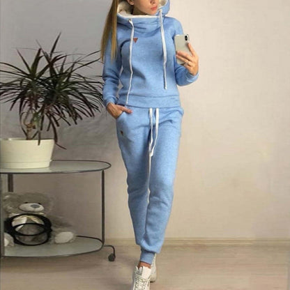 2 Piece Women Fleece Pullover Sweatshirts Jogger Set S-3XL