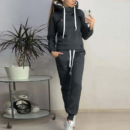2 Piece Women Fleece Pullover Sweatshirts Jogger Set S-3XL