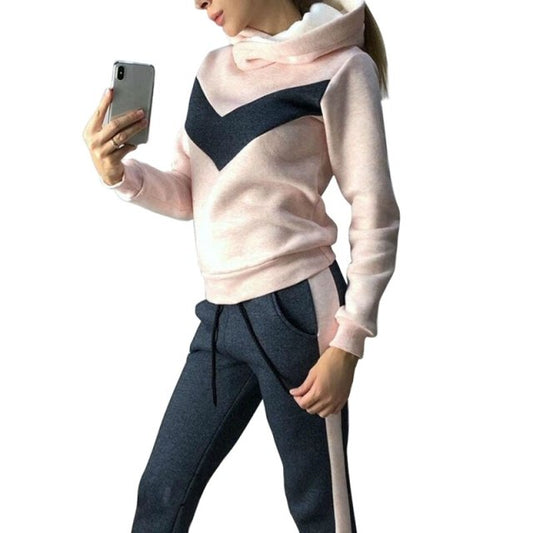 2 Piece Women Fleece Pullover Sweatshirts Jogger Set S-3XL