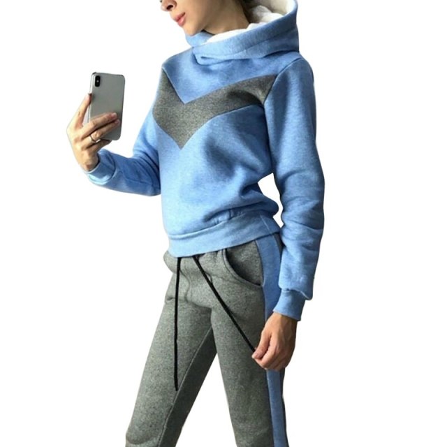 2 Piece Women Fleece Pullover Sweatshirts Jogger Set S-3XL