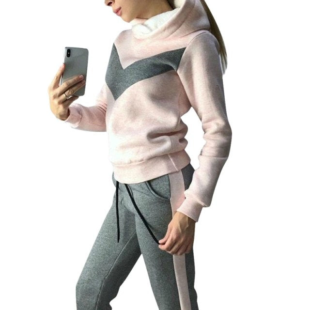 2 Piece Women Fleece Pullover Sweatshirts Jogger Set S-3XL