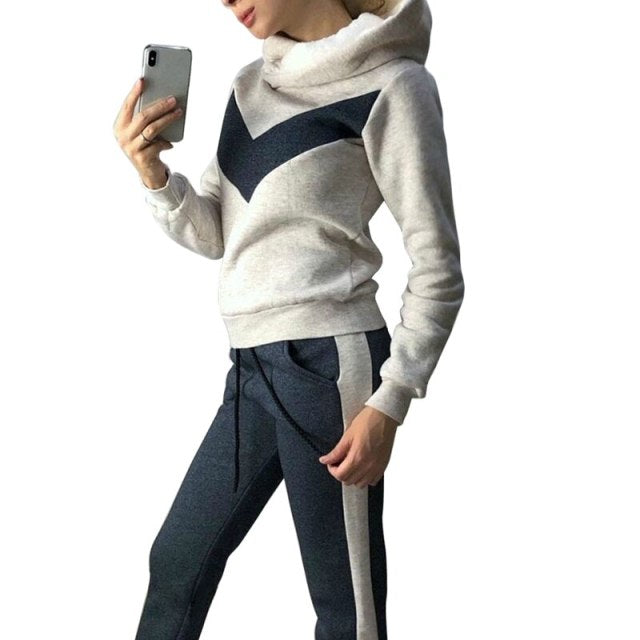 2 Piece Women Fleece Pullover Sweatshirts Jogger Set S-3XL