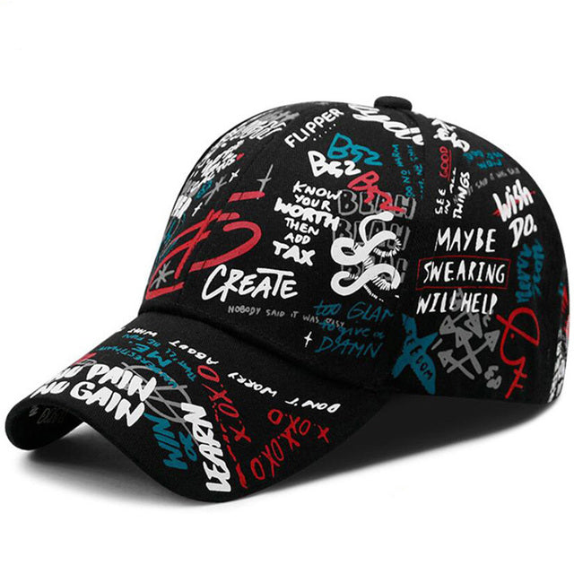 Letter Print Snapback Women Graffiti Hat