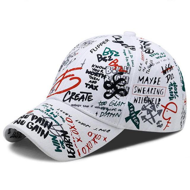 Letter Print Snapback Women Graffiti Hat