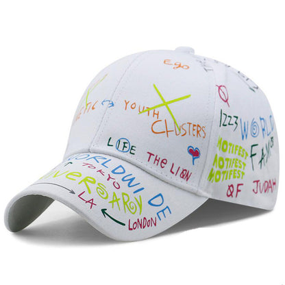 Letter Print Snapback Women Graffiti Hat