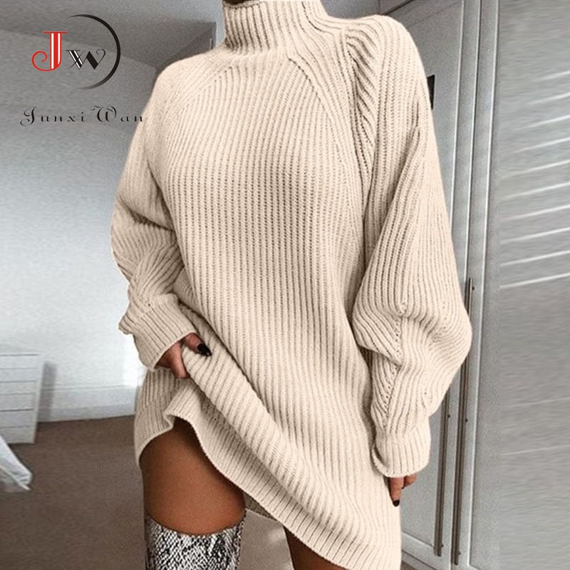 Women Turtleneck Oversized Knitted Dress